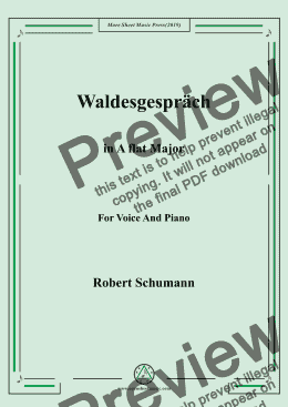 page one of Schumann-Waldesgespräch in A flat Major,for Voice&Pno