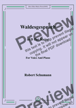 page one of Schumann-Waldesgespräch in D flat Major,for Voice&Pno