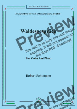 page one of Schumann-Waldesgespräch,for Violin and Piano