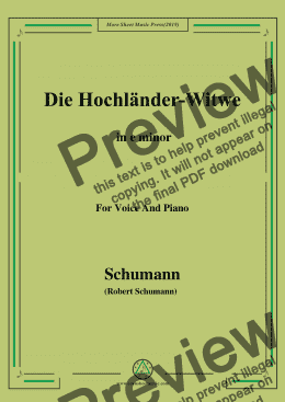 page one of Schumann-Die Hochländer-Wittwe,in e minor,for Voice and Piano