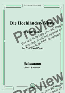 page one of Schumann-Die Hochländer-Wittwe,in a flat minor,for Voice and Piano