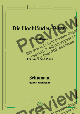 page one of Schumann-Die Hochländer-Wittwe,in d minor,for Voice and Piano