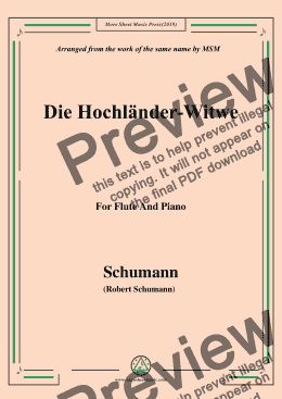 page one of Schumann-Die Hochländer-Wittwe,for Flute and Piano