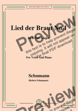 page one of Schumann-Lied der Braut No.1,in B flat Major,for Voice and Piano