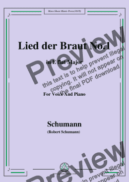 page one of Schumann-Lied der Braut No.1,in E flat Major,for Voice and Piano