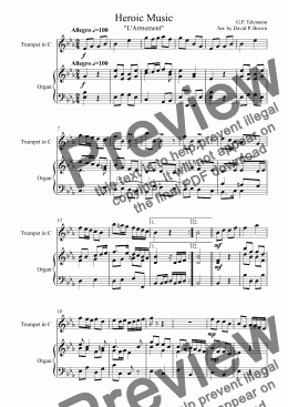 page one of Heroic Music "L'Armement" for Trumpet and Organ