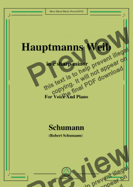 page one of Schumann-Hauptmanng Weib,in c sharp minor,for Voice and Piano