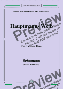 page one of Schumann-Hauptmanng Weib,for Flute and Piano