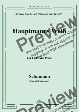 page one of Schumann-Hauptmanng Weib,for Cello and Piano