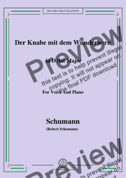 page one of Schumann-Der Knabe mit dem Wunderhorn,in D flat Major,for Voice and Piano