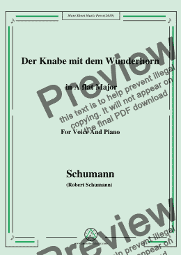 page one of Schumann-Der Knabe mit dem Wunderhorn,in A flat Major,for Voice and Piano