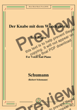 page one of Schumann-Der Knabe mit dem Wunderhorn,in F Major,for Voice and Piano