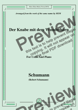 page one of Schumann-Der Knabe mit dem Wunderhorn,for Cello and Piano