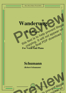 page one of Schumann-Wanderung,in A Major,for Voice and Piano