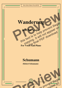 page one of Schumann-Wanderung,in B flat Major,for Voice and Piano