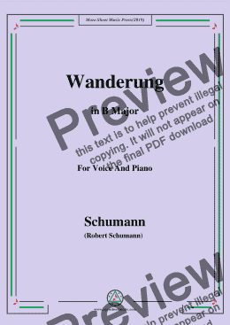 page one of Schumann-Wanderung,in B Major,for Voice and Piano