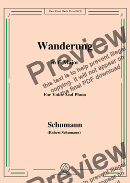 page one of Schumann-Wanderung,in C Major,for Voice and Piano