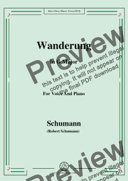 page one of Schumann-Wanderung,in G Major,for Voice and Piano