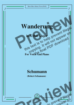 page one of Schumann-Wanderung,in G flat Major,for Voice and Piano