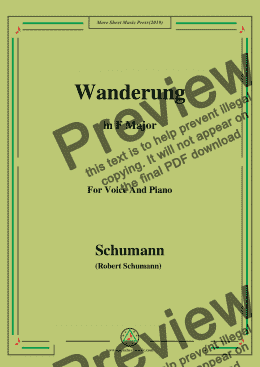 page one of Schumann-Wanderung,in F Major,for Voice and Piano