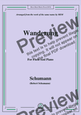 page one of Schumann-Wanderung,for Flute and Piano