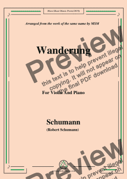 page one of Schumann-Wanderung,for Violin and Piano