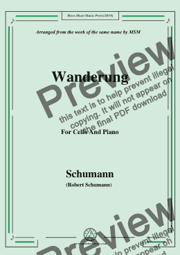 page one of Schumann-Wanderung,for Cello and Piano