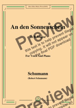 page one of Schumann-An den Sonnenschein,in B Major,for Voice and Piano