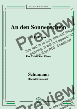 page one of Schumann-An den Sonnenschein,in D Major,for Voice and Piano