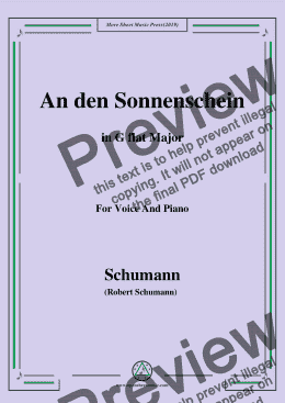 page one of Schumann-An den Sonnenschein,in G flat Major,for Voice and Piano