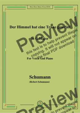 page one of Schumann-Der Himmel hat eine träne geweint,in G Major,for Voice and Piano