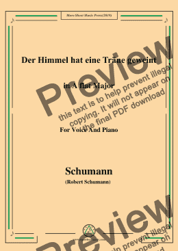 page one of Schumann-Der Himmel hat eine träne geweint,in A flat Major,for Voice and Piano