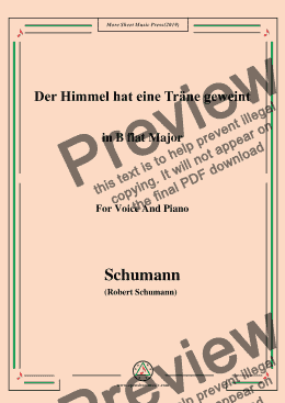 page one of Schumann-Der Himmel hat eine träne geweint,in B flat Major,for Voice and Piano