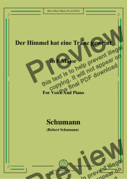 page one of Schumann-Der Himmel hat eine träne geweint,in F Major,for Voice and Piano