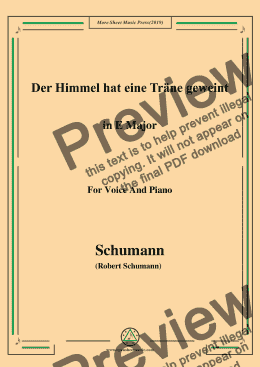 page one of Schumann-Der Himmel hat eine träne geweint,in E Major,for Voice and Piano