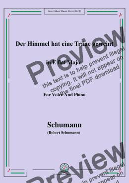 page one of Schumann-Der Himmel hat eine träne geweint,in E flat Major,for Voice and Piano