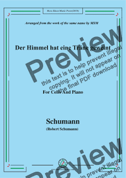 page one of Schumann-Der Himmel hat eine träne geweint,for Cello and Piano