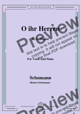 page one of Schumann-O ihr Herren,in G Major,for Voice and Piano