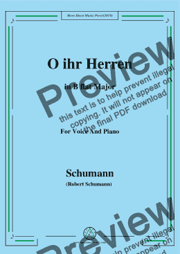 page one of Schumann-O ihr Herren,in B flat Major,for Voice and Piano