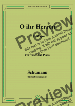 page one of Schumann-O ihr Herren,in B Major,for Voice and Piano