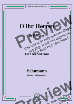 page one of Schumann-O ihr Herren,in F Major,for Voice and Piano