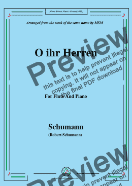 page one of Schumann-O ihr Herren,for Flute and Piano