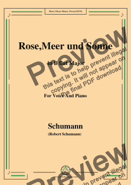 page one of Schumann-Rose,Meer und Sonne,in B flat Major,for Voice and Piano