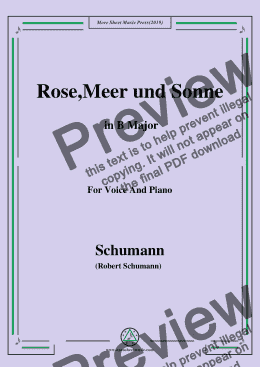 page one of Schumann-Rose,Meer und Sonne,in B Major,for Voice and Piano