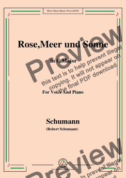 page one of Schumann-Rose,Meer und Sonne,in C Major,for Voice and Piano