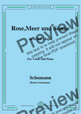 page one of Schumann-Rose,Meer und Sonne,in A flat Major,for Voice and Piano