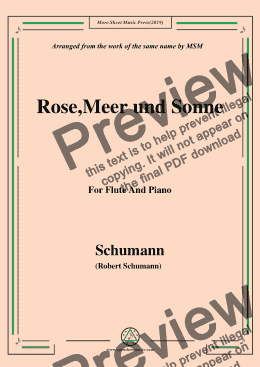 page one of Schumann-Rose,Meer und Sonne,for Flute and Piano