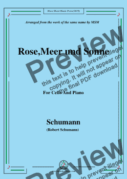 page one of Schumann-Rose,Meer und Sonne,for Cello and Piano