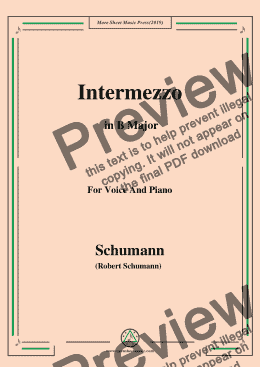 page one of Schumann-Intermezzo,in B Major,for Voice and Piano