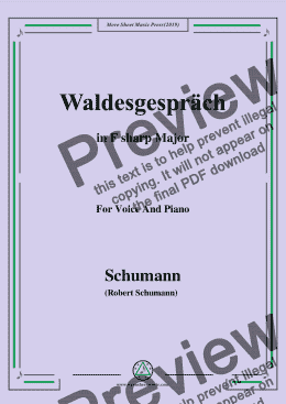 page one of Schumann-Waldcsgespräch,in F sharp Major,for Voice and Piano